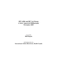 HIV/AIDS and HCV in Prisons a Select Annotated Bibliography November 2005