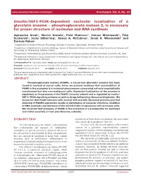 Insulin/IGF1-PI3K-Dependent Nucleolar Localization of a Glycolytic