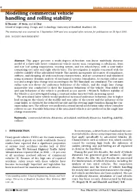 Modelling Commercial Vehicle Handling and Rolling Stability