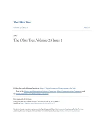The Olive Tree, Volume 23 Issue 1