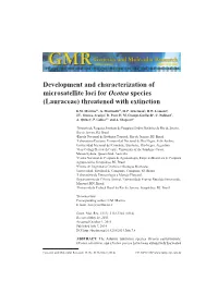 Development and Characterization of Microsatellite Loci for Ocotea Species (Lauraceae) Threatened with Extinction