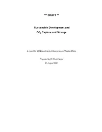 *** DRAFT ** Sustainable Development and CO2 Capture and Storage