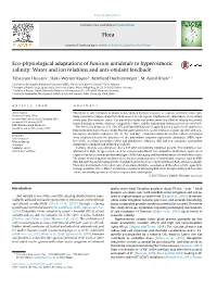 Eco-Physiological Adaptations of Panicum Antidotale to Hyperosmotic