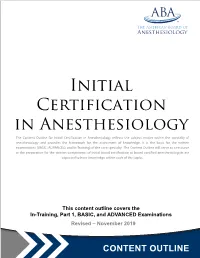 Initial Certification Content Outline