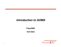 Introduction to GOMS