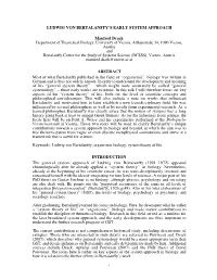 Ludwig Von Bertalanffy's Early System Approach
