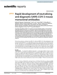 Rapid Development of Neutralizing and Diagnostic SARS-COV-2