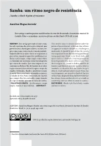 Samba: Um Ritmo Negro De Resistência [ Samba: a Black Rhythm of Resistance