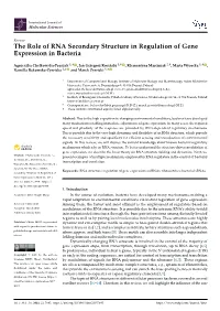 The Role of RNA Secondary Structure in Regulation of Gene Expression in Bacteria