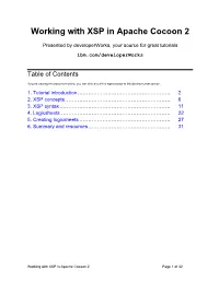 Working with XSP in Apache Cocoon 2