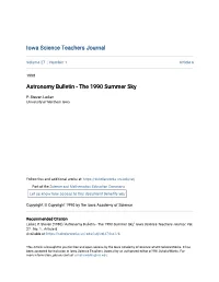 Astronomy Bulletin - the 1990 Summer Sky