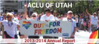 By the Numbers... ACLU of Utah's Highlights from FY 2013-2014