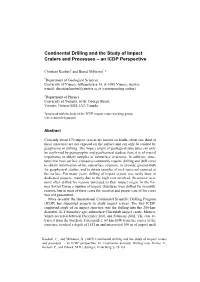 Continental Drilling and the Study of Impact Craters and Processes – an ICDP Perspective