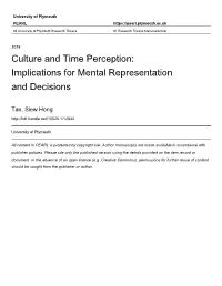 Culture and Time Perception: Implications for Mental Representation and Decisions