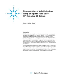 Determination of Volatile Amines Using an Agilent J&W Select CP