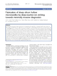 Fabrication of Sharp Silicon Hollow Microneedles by Deep-Reactive Ion