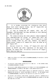 NOTES It Is Hereby Circulated for Information That Delhi High Court