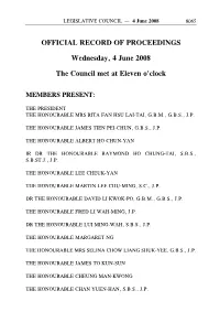 Official Record of Proceedings
