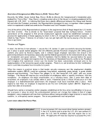 Overview of Congressman Mike Pence's (R-IN) “Pence Plan