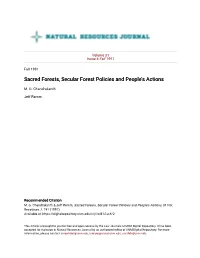 Sacred Forests, Secular Forest Policies and People's Actions