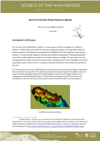 Secrets of the High Woods Research Agenda