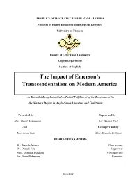 The Impact of Emerson's Transcendentalism on Modern