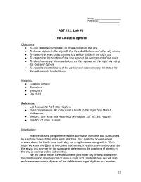 AST 112: Lab #3 the Celestial Sphere