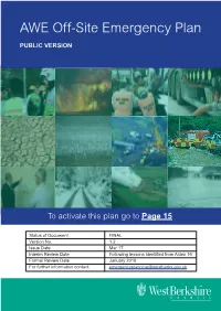 'AWE Off-Site Emergency Plan. Public Version'