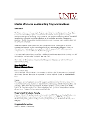 Master of Science in Accounting Program Handbook
