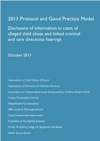 Protocol and Good Practice Model: Disclosure of Information in Cases