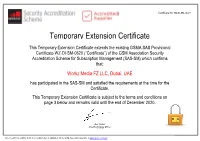 Temporary Extension Certificate
