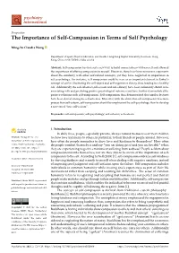 The Importance of Self-Compassion in Terms of Self Psychology