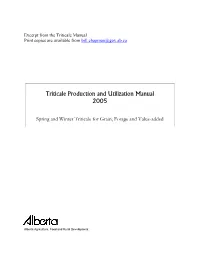 Triticale Forage Productivity and Use