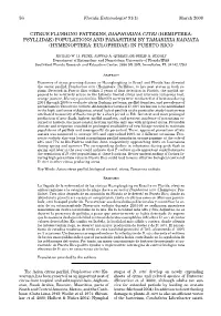 Citrus Flushing Patterns, Diaphorina Citri (Hemiptera: Psyllidae) Populations and Parasitism by Tamarixia Radiata (Hymenoptera: Eulophidae) in Puerto Rico