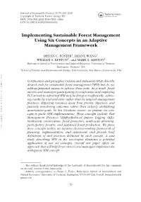 Implementing Sustainable Forest Management Using Six Concepts In