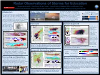 Introduction Forecasting and Operations Hail Storm Summary and Future Work Tornadic Supercell Mesoscale Convective System Radar