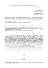 TRUTH OPERATIONS and LOGICAL-MATHEMATICAL RECURSIVITY on the PROPOSITIONAL CALCULUS BASIS of the TRACTATUS of L. WITTGENSTEIN Ed