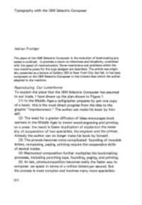 Typography with the IBM Selectric Composer Adrian Frutiger