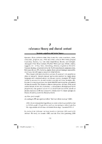 7 Relevance Theory and Shared Content Herman Cappelen and Ernie Lepore