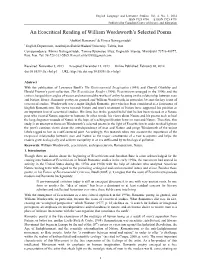 An Ecocritical Reading of William Wordsworth's Selected Poems