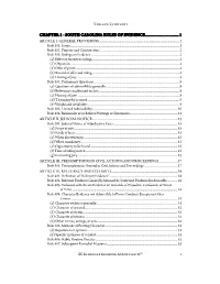 Chapter 1 - South Carolina Rules of Evidence