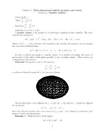 Chapter 11. Three Dimensional Analytic Geometry and Vectors