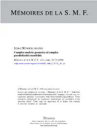 Complex Analytic Geometry of Complex Parallelizable Manifolds Mémoires De La S