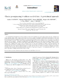 Glacier Geoengineering to Address Sea-Level Rise: a Geotechnical Approach