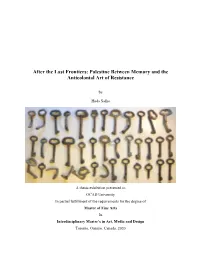 Palestine Between Memory and the Anticolonial Art of Resistance