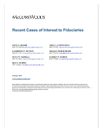 Recent Cases of Interest to Fiduciaries