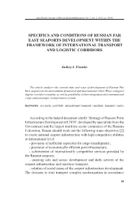 Specifics and Conditions of Russian Far East Seaports Development Within the Framework of International Transport and Logistic Corridors