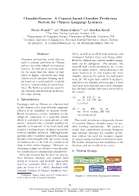 A Context-Based Classifier Prediction System for Chinese Language Learners