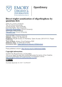 Direct Triplet Sensitization of Oligothiophene by Quantum Dots