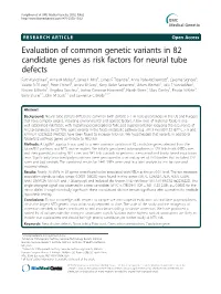 Evaluation of Common Genetic Variants in 82 Candidate Genes As